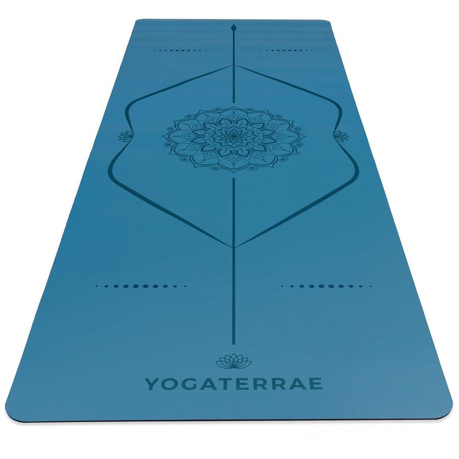 

YOGATERRAE Нескользящий коврик для йоги из натурального каучука PU - MANDALA BODY LINES Polar Blue
