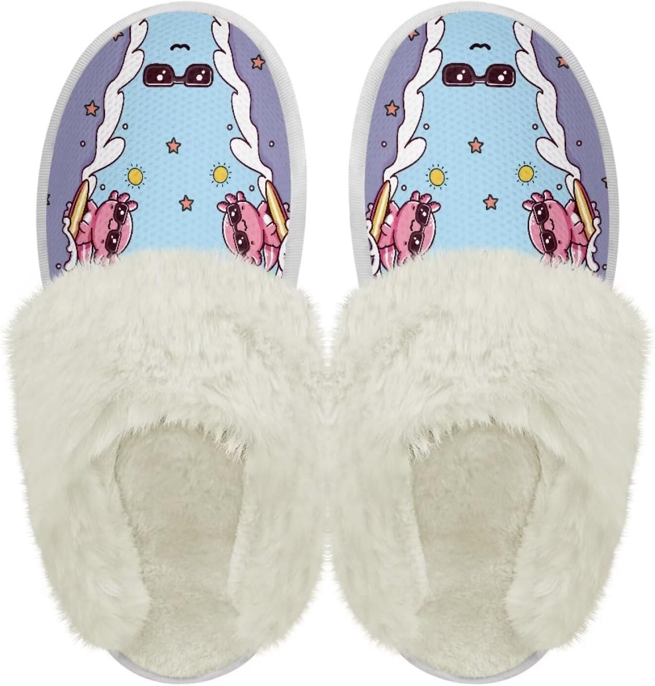 

Хлопковые тапочки PJHEQOXE с пушистыми краями, домашние тапочки для дома и улицы, хлопковые тапочки унисекс, Surfing Salamander