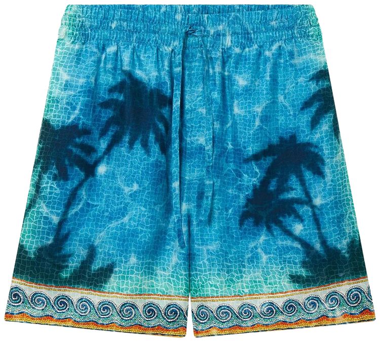 

Шорты Casablanca Caustics Emblem Silk Shorts 'Turquoise', синий