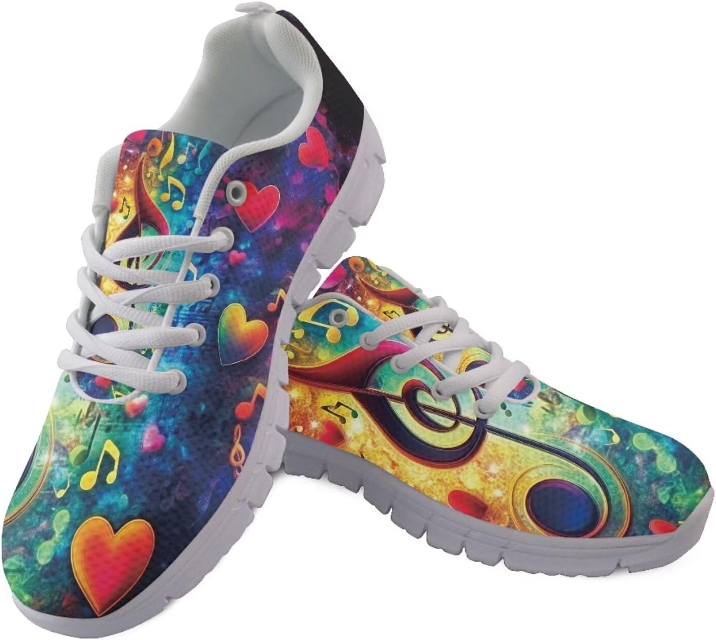 

Кроссовки Jeiento Fashion для женщин и мужчин, беговые туфли с шнуровкой, устойчивые к скольжению, для работы, прогулок, спорта и тренировок в зале, Colorful Art Musical Note