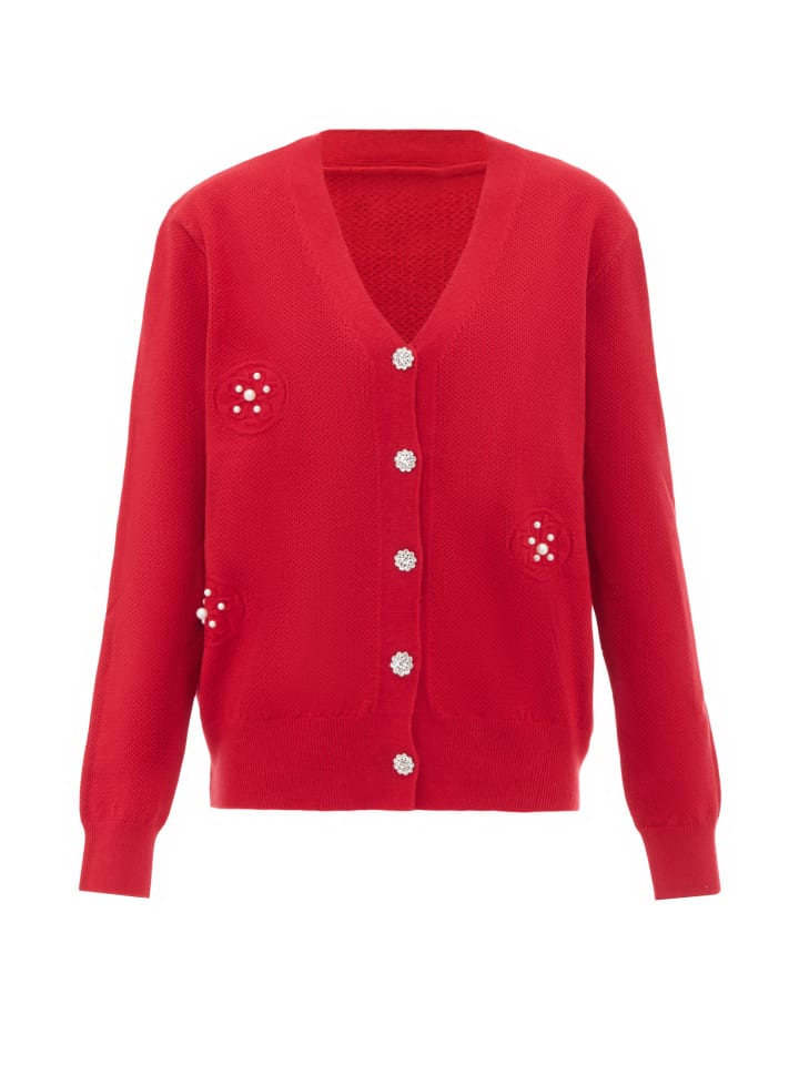 

Женский кардиган красного цвета faina