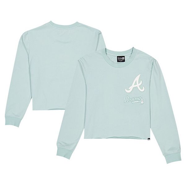

Женская футболка Atlanta Braves с логотипом Breeze, кроп и длинные рукава New Era