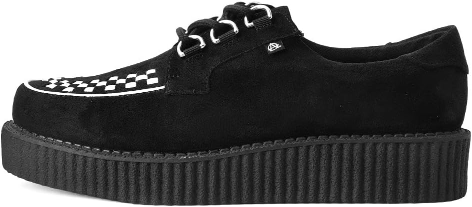 Кроссовки T.U.K. Faux Suede Creeper для женщин и мужчин, 3-шнуровые туфли с переплетением, Классический круглый носок и подошва, Комфорт для повседневной носки, белый/черный — фото 4