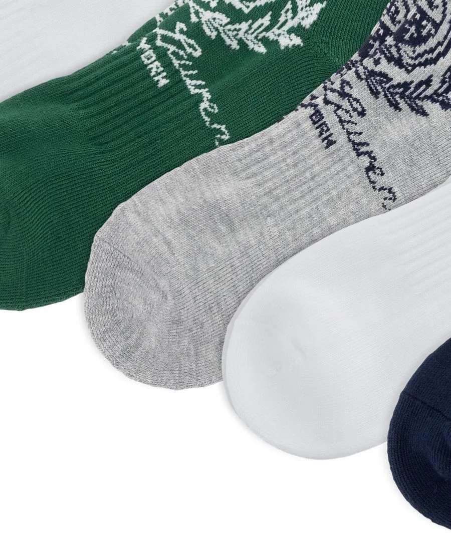 Мужские носки Ralph Lauren Crest Quarter Socks, упаковка из 6 пар Polo Ralph Lauren, коричневый/белый/зеленый/темно-синий/белый/серый — фото 2