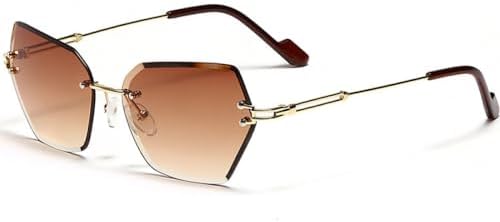 

Мужские солнцезащитные очки без оправы с многоугольными линзами, большие женские солнцезащитные очки квадратной формы с градиентным переходом цвета, защита от УФ-излучения UV400 MTZJH