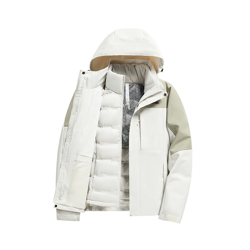 

Jeep Городская куртка для отдыха унисекс, Warm White/New Matcha (90 Fill Power White Duck Down Liner+Hard Shell Windbreaker Jacket Two-Piece Set)