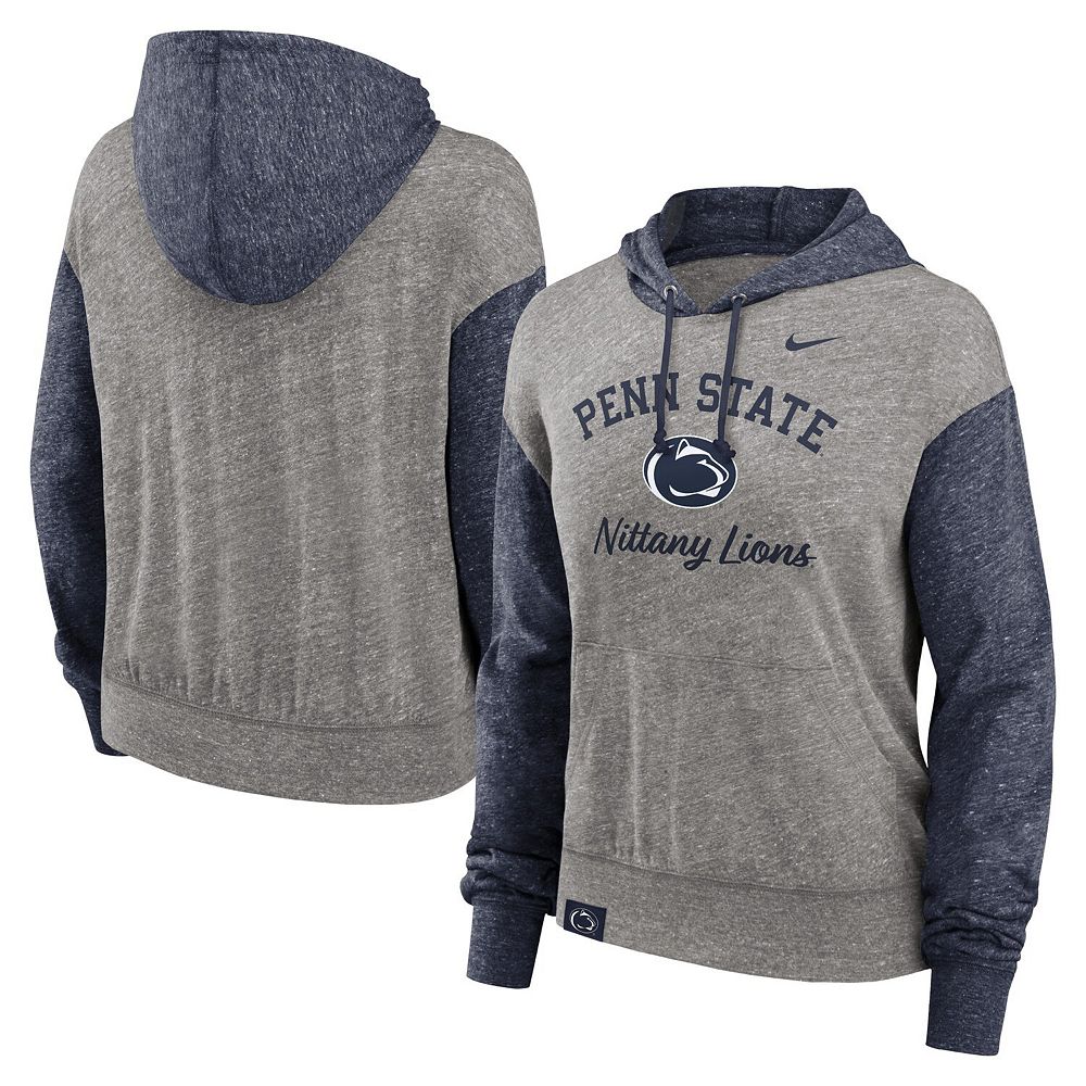 

Женский пуловер с капюшоном Nike Heather Grey/темно-синий Penn State Nittany Lions Blitz с цветными блоками Legacy, цвет Pst Grey