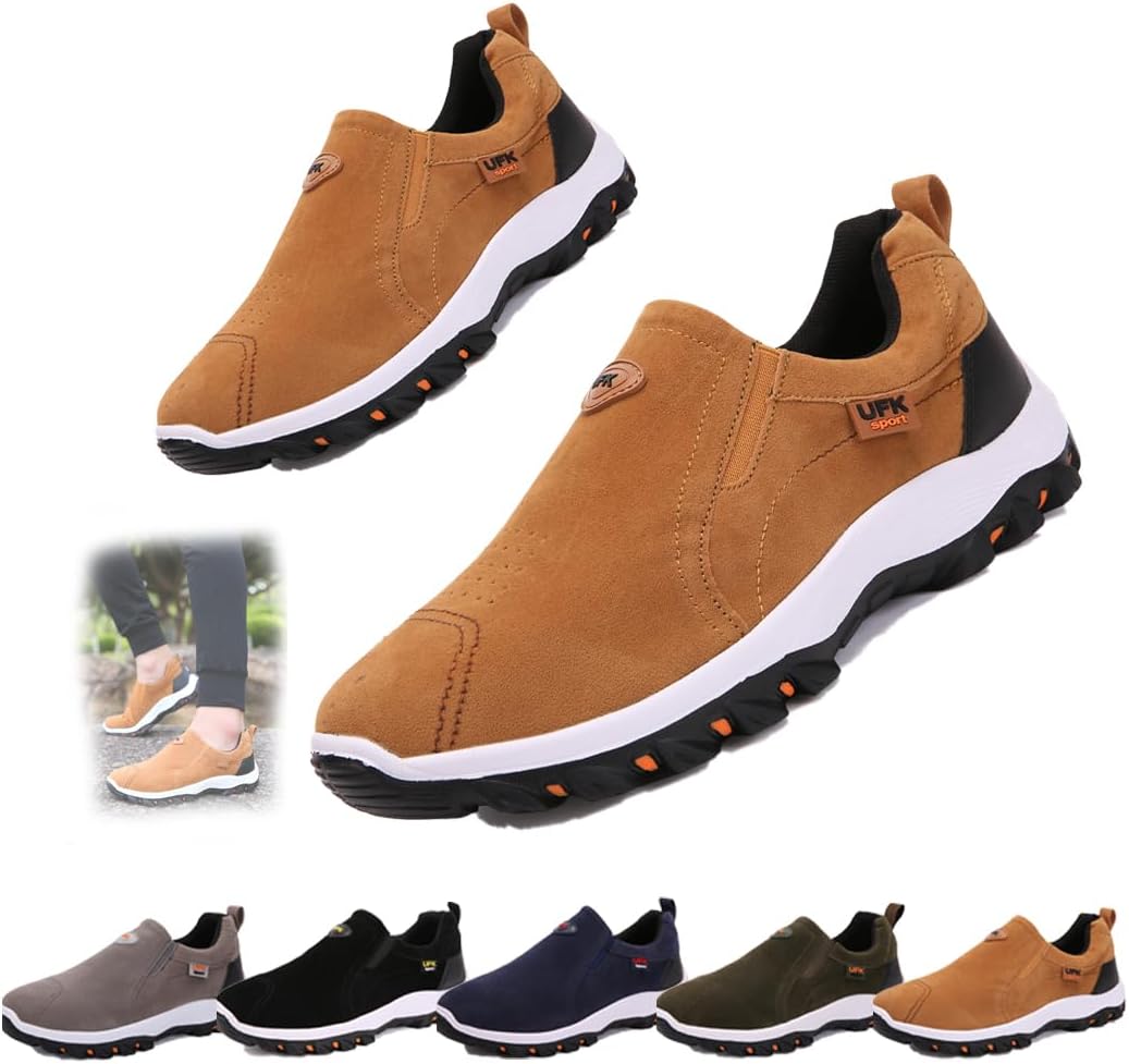 

Мужские водонепроницаемые ортопедические прогулочные кроссовки, походные кеды без шнурков, с поддержкой свода стопы, комфорт на весь день для активного отдыха на природе Generic, желтый