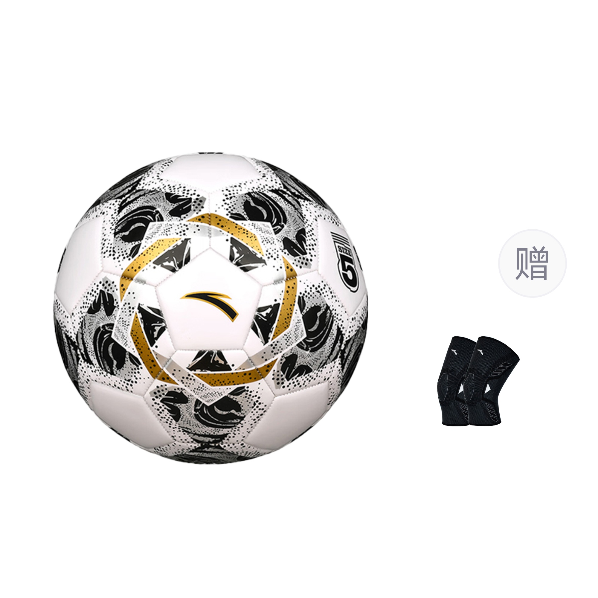 

ANTA Взрослый стандартный пляжный футбольный мяч размер 5 TPU Unisex черный белый