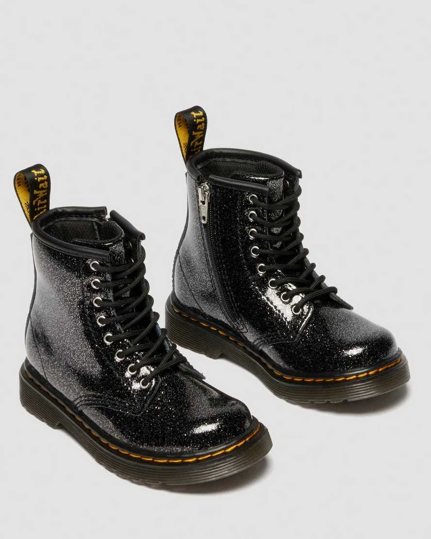 Детские лакированные ботинки TODDLER 1460 с блестками Dr Martens, черный — фото 4