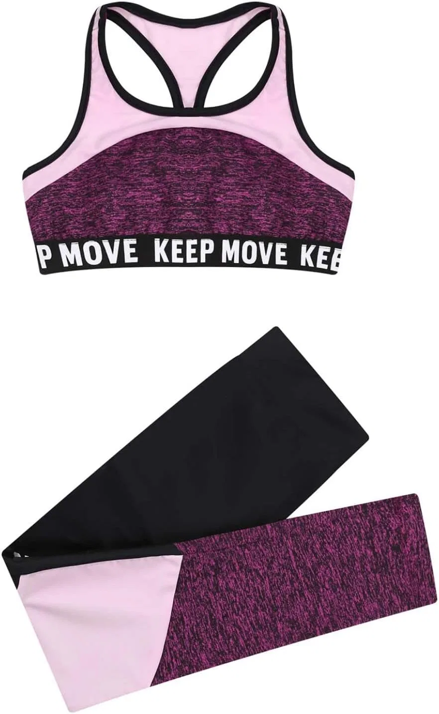 Детский спортивный комплект топ и леггинсы Moggemol, цвет Color Block Hotpink — фото 3