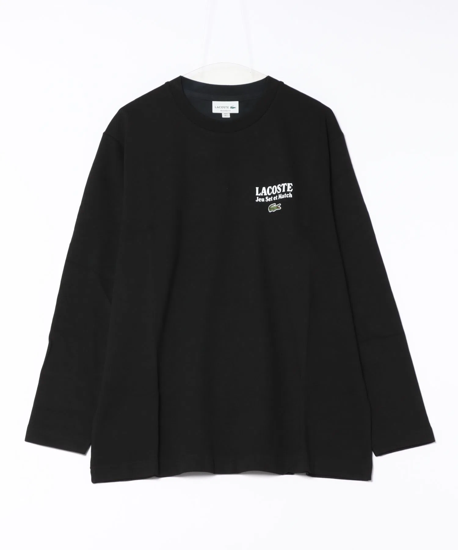 Футболка Lacoste TH2783-99, мужская, с длинным рукавом, однотонная, с логотипом, черный
