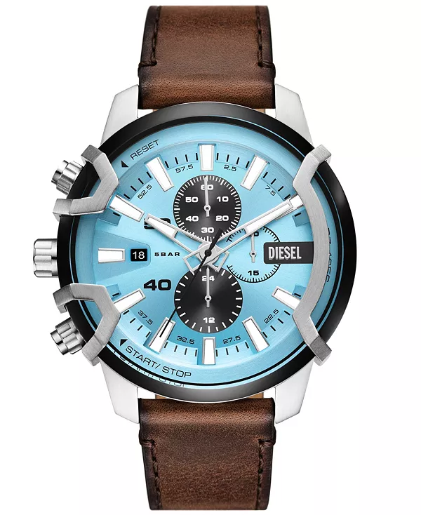 

Мужские наручные часы с хронографом из коричневой кожи с грифельной отделкой, 48 мм Diesel, brown