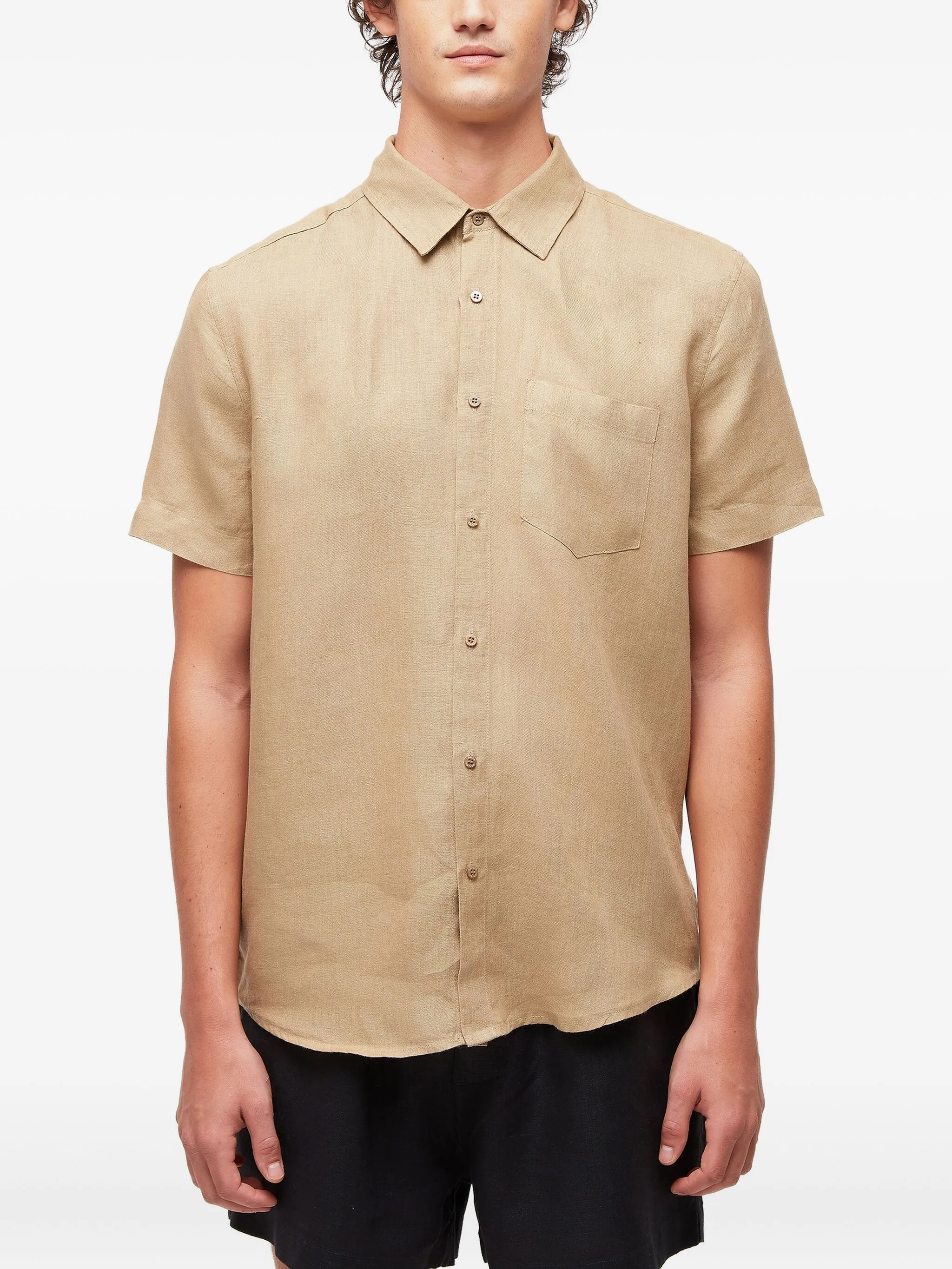 

Льняная рубашка с короткими рукавами Osklen, коричневый