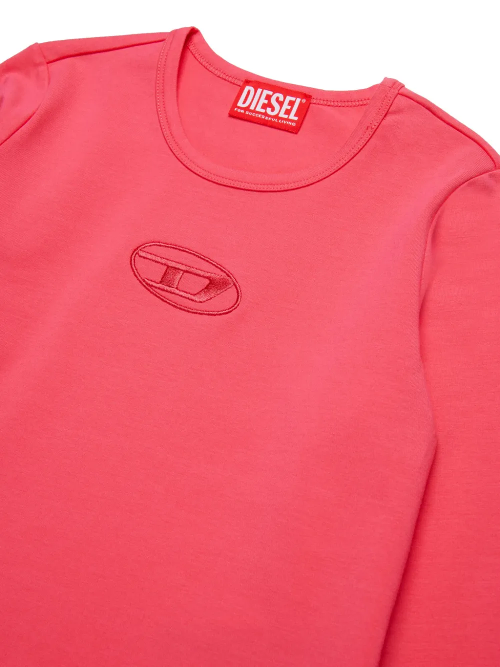 Футболка с вышитым логотипом Diesel Kids, розовый — фото 3