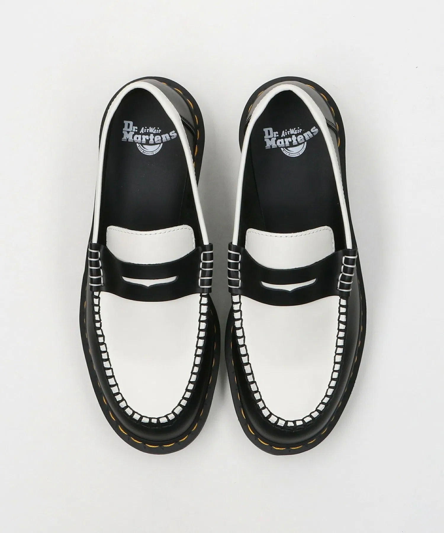 Мужские двухцветные кожаные лоферы Dr. Martens PENTON чёрные — фото 4