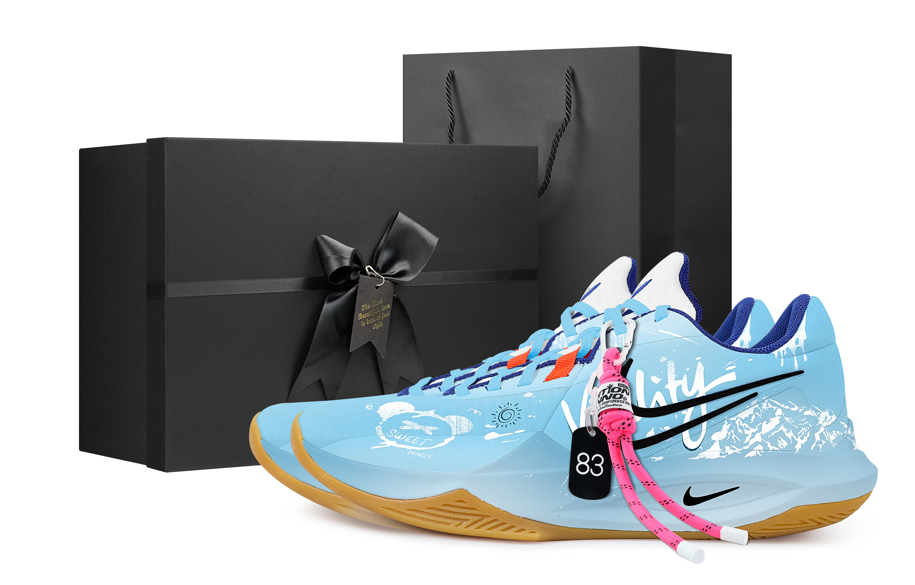 

Nike Баскетбольные кроссовки Precision 6 Active Youth Black Box с низким верхом, противоскользящие, износостойкие, мужские, небесно-голубые