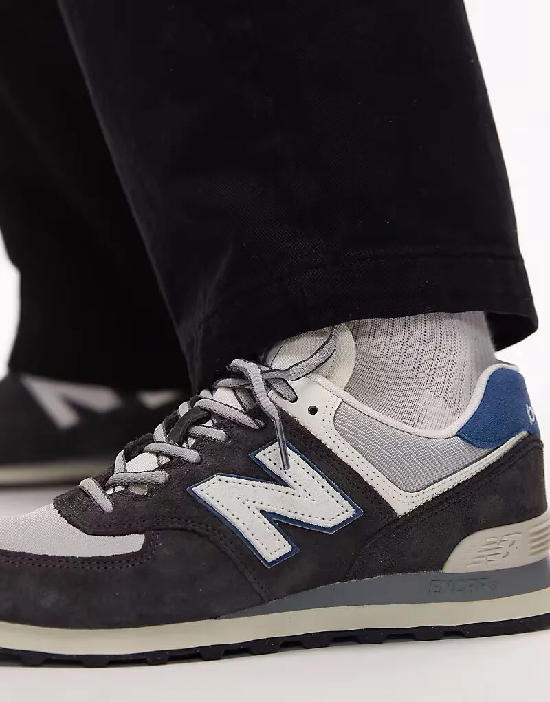 Кроссовки New Balance 574 унисекс серого и бирюзового цвета — фото 4