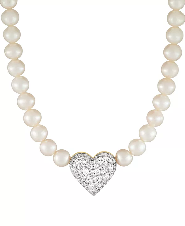 

Ожерелье с подвеской в форме сердца из 14-каратного золота с культивированным пресноводным жемчугом (5–6 мм) и выращенным в лаборатории бриллиантом (3/4 карата), длина 18 дюймов + удлинитель 1 дюйм Grown With Love, gold