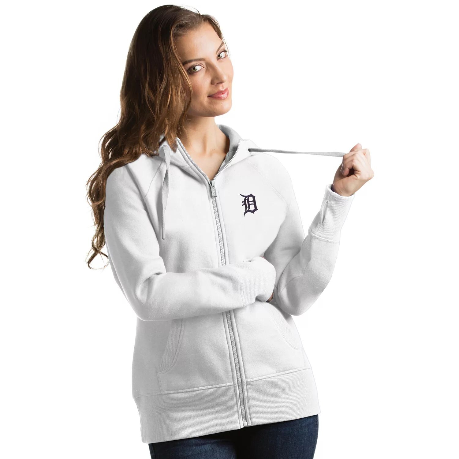

Женская толстовка с молнией во всю длину Antigua Detroit Tigers Victory Antigua