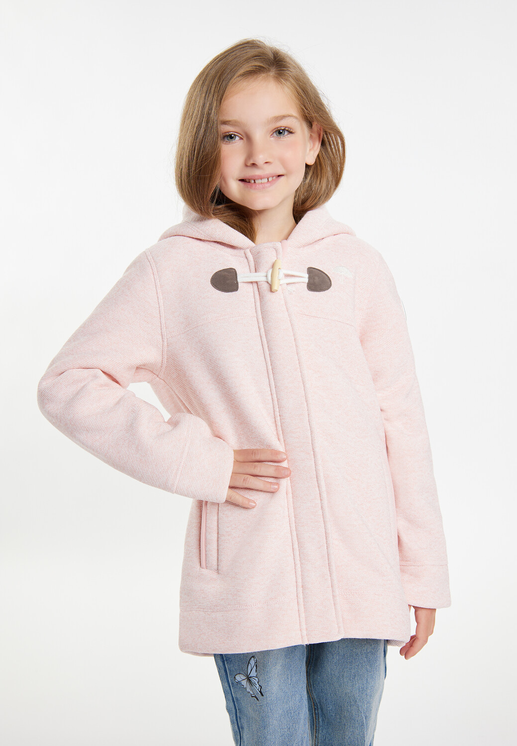 Флисовая куртка Schmuddelwedda Strickfleecedufflecoat Für Mädchen, цвет Pastellrosa Melange — фото 3