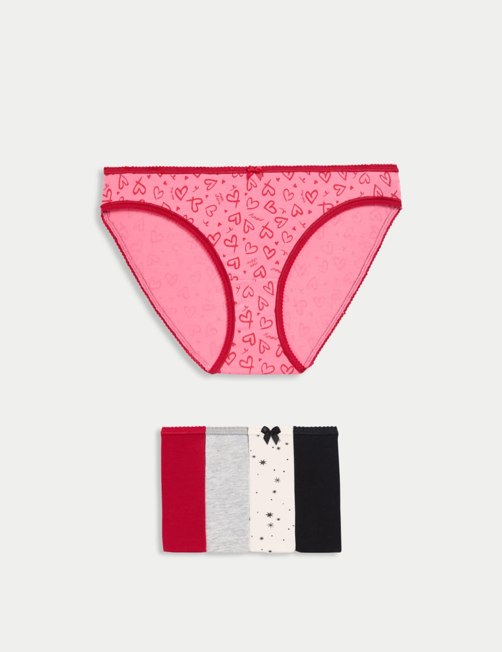 

5 шт. трусики-бикини из хлопка и лайкры с принтом Marks & Spencer, цвет Very pink