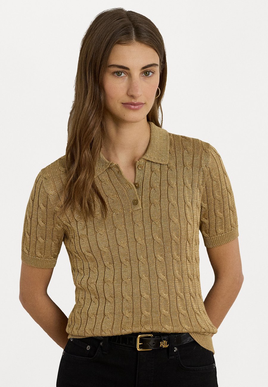 

Джемпер Lauren Ralph Lauren METALLIC CABLE-KNIT POLO SWEATER, Relic Gold/Gold-Coloured