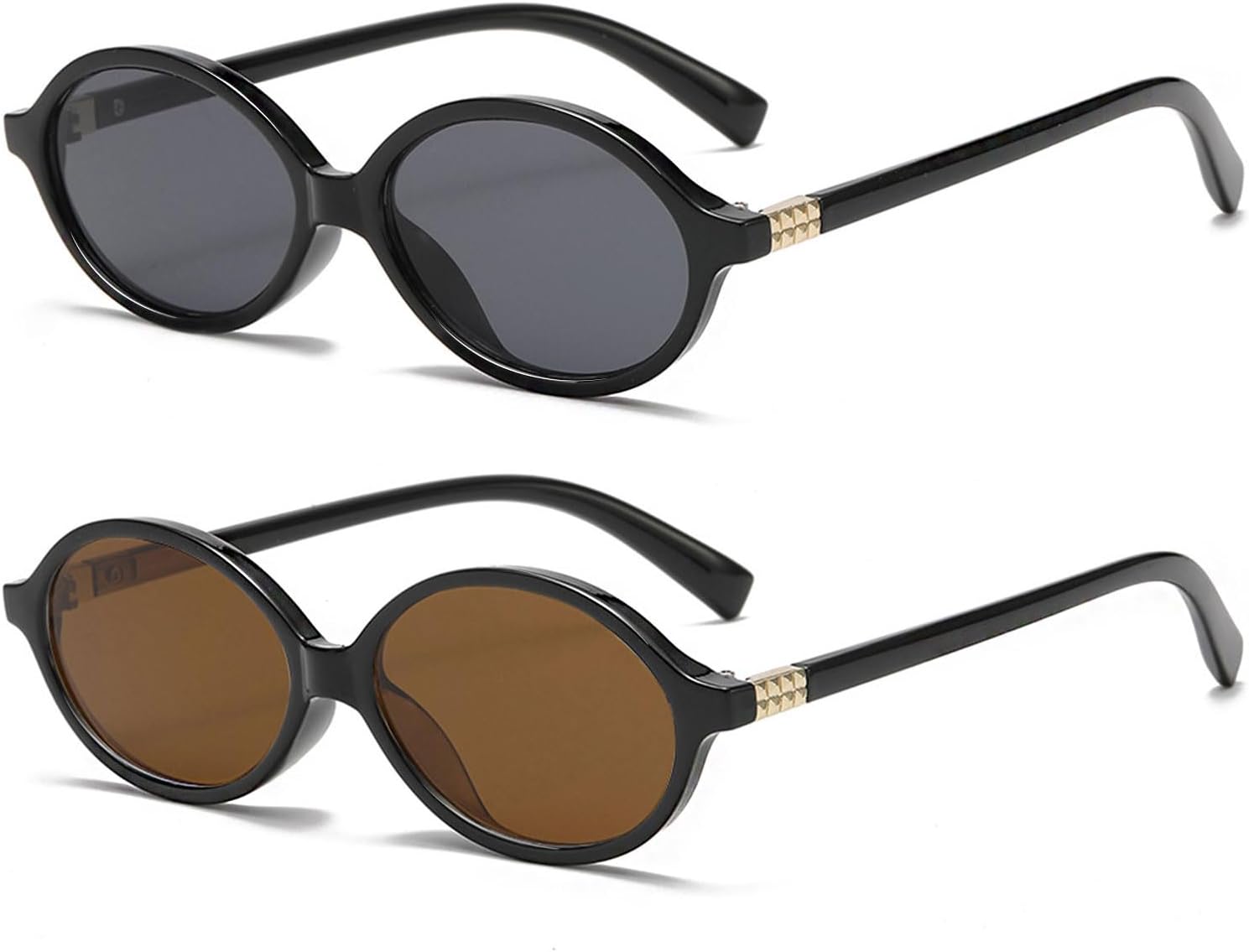 

Ретро овальные солнцезащитные очки для женщин и мужчин, модные круглые солнцезащитные очки в черепаховой оправе, винтажные очки 90-х SUNBSR, Z1(black/Grey+black/Brown)