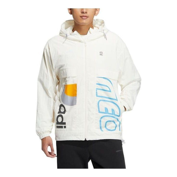 

Куртка Men's adidas neo Sports Woven Alphabet Hooded Jacket Pink White, белый