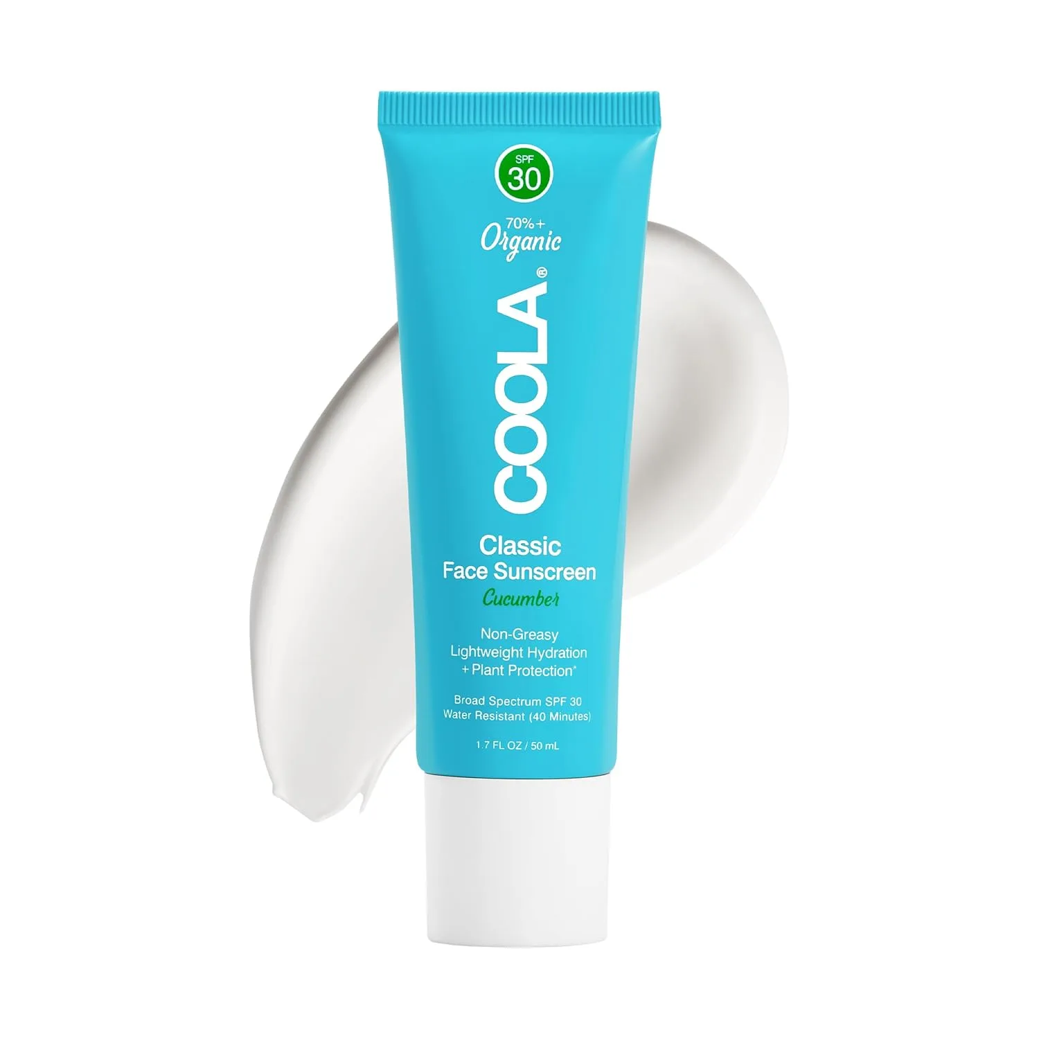 Солнцезащитный лосьон для лица COOLA Organic SPF 30, протестирован дерматологами, обеспечивает ежедневную защиту кожи, веганский и безглютеновый, с ароматом огурца, 45 мл.