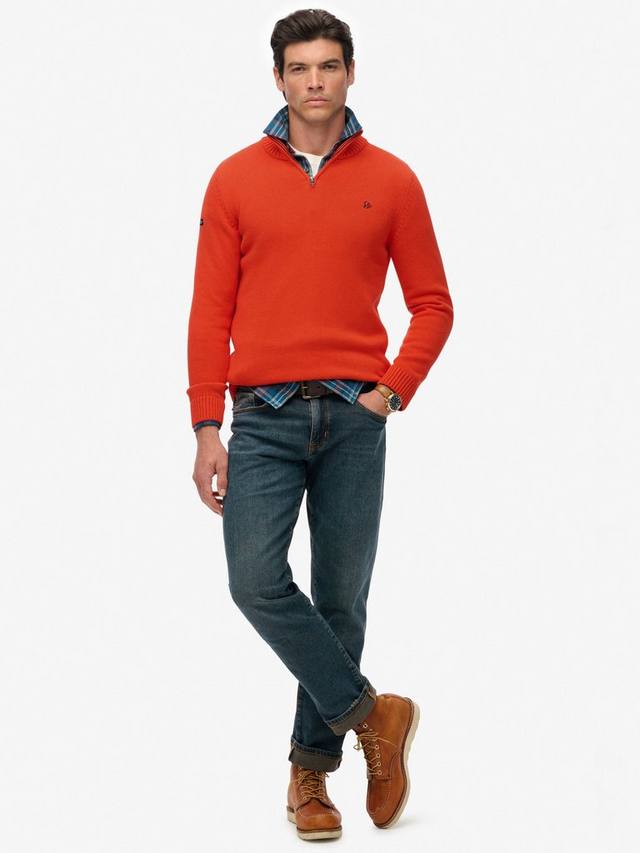 Органический хлопковый полузастёгивающийся вязаный джемпер Superdry, Orange — фото 3