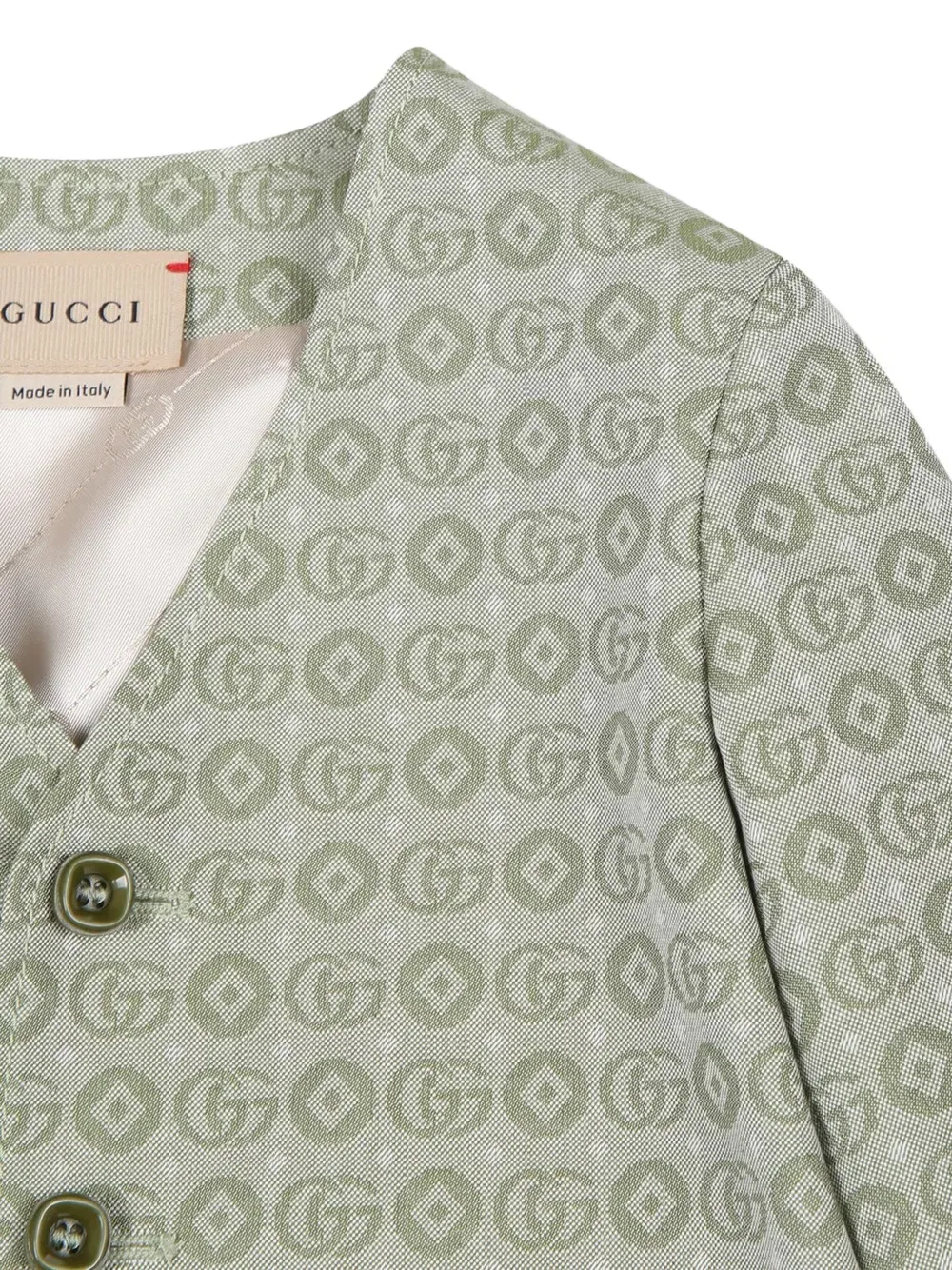 Хлопковый блейзер Double G Gucci Kids, зеленый — фото 3