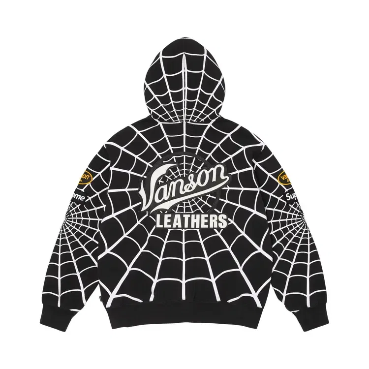 Толстовка на молнии с капюшоном Supreme x Vanson Leathers Spider-Man, черный — фото 2