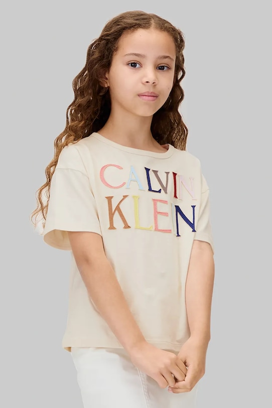

Детская футболка Calvin Klein Jeans, бежевый