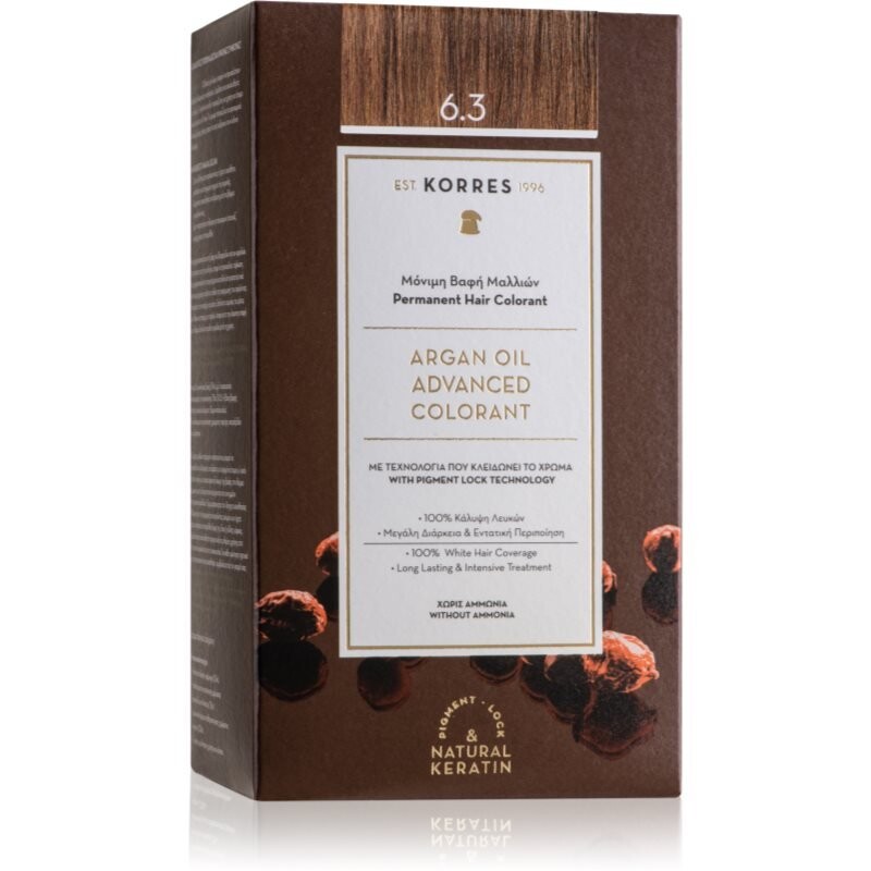 

Стойкая краска для волос Korres Argan Oil с аргановым маслом оттенок 6.3 Золотистый/Медовый Темно-русый 50 мл Inna Marka