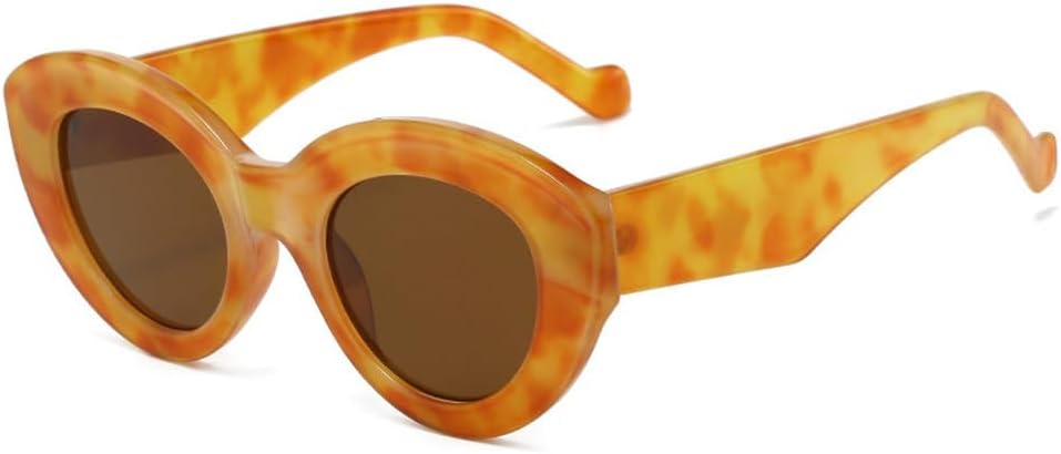 

Женские солнцезащитные очки «кошачий глаз» в оливково-зеленом цвете, ретро-очки с защитой от УФ-излучения UV400, мужские овальные солнцезащитные очки класса люкс HVTVTLA, Amber Tea