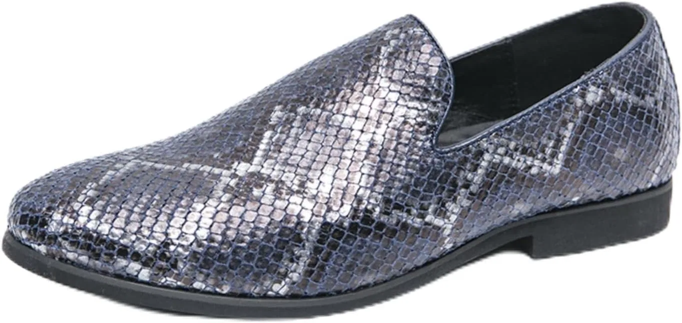 Мокасины мужские с узором змеиной кожи, Loafers, синий YRZHGDL
