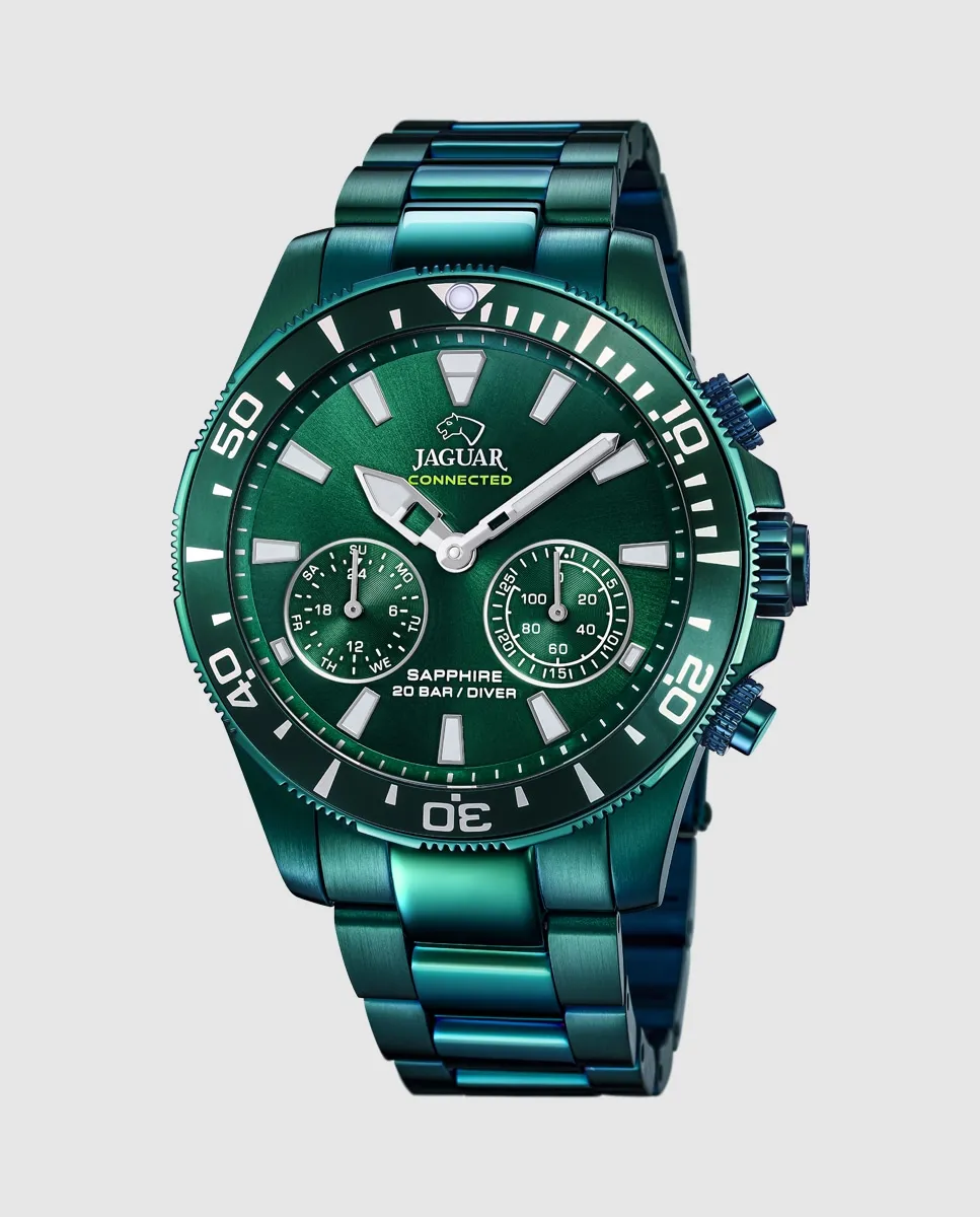 

Мужские часы J990/1 Connected из зеленой стали Jaguar, зеленый