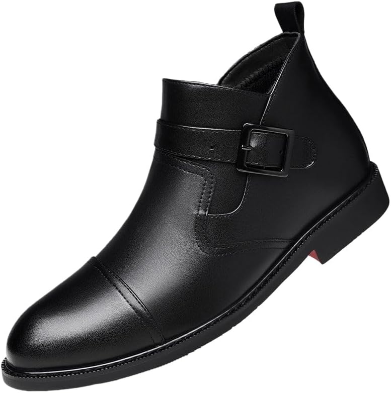 

Мужские модные кожаные ботинки Fusecottc с боковыми пряжками и молнией. Большой размер, подходят для сочетания с брюками и джинсами, черный