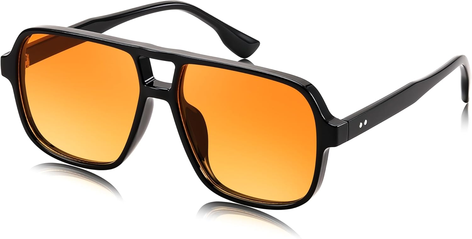 

Солнцезащитные очки FEISEDY в стиле ретро, ​​квадратные, авиаторские, для женщин и мужчин, винтажные, 70-е годы, модные, в пластиковой оправе, артикул B4158, Black Frame/Yellow Lens