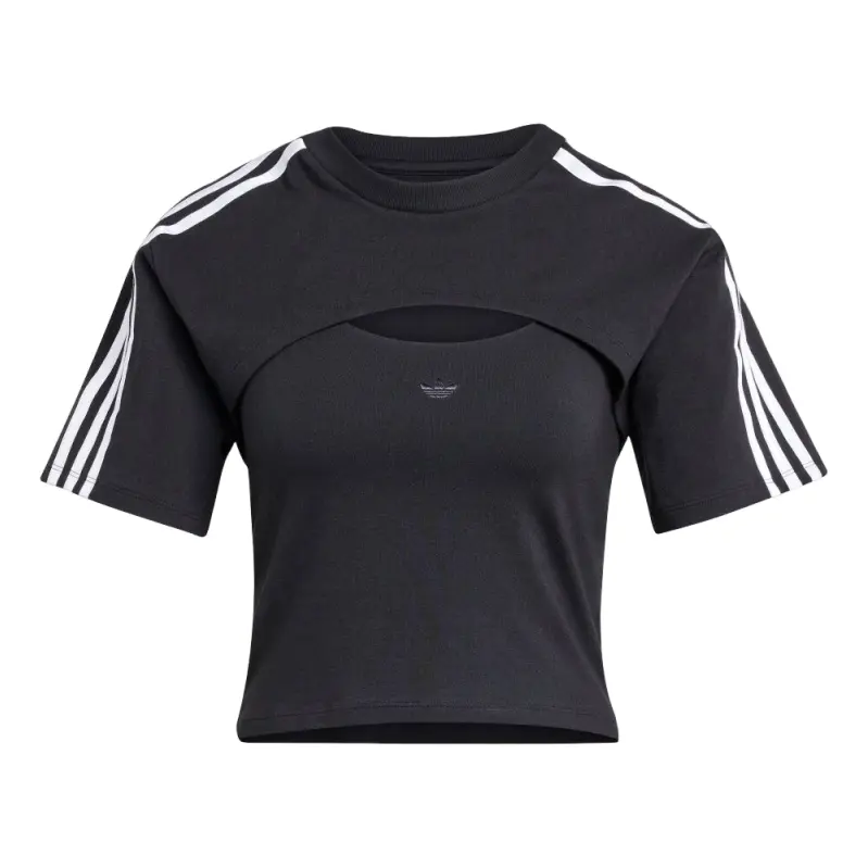 

(WMNS) Футболка Adidas из двух частей с короткими рукавами, азиатский размер, цвет «черный»