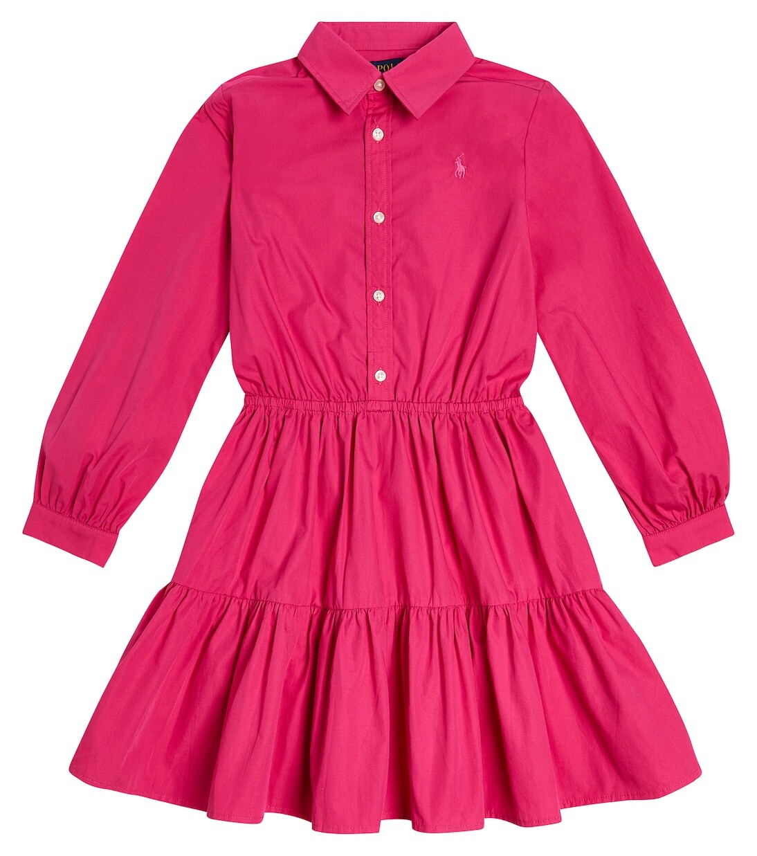 

Многоярусное платье из хлопкового поплина Polo Ralph Lauren Kids, розовый