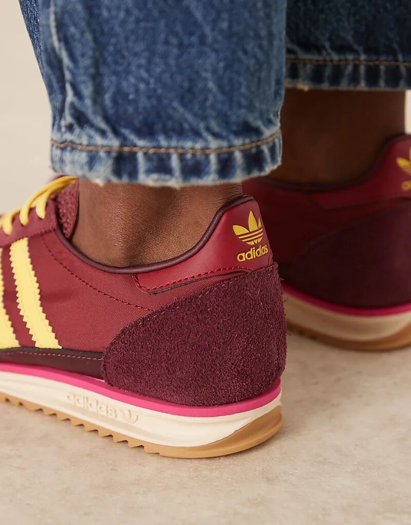 Кроссовки Adidas Originals SL 72 OG бордово-желтого цвета — фото 4