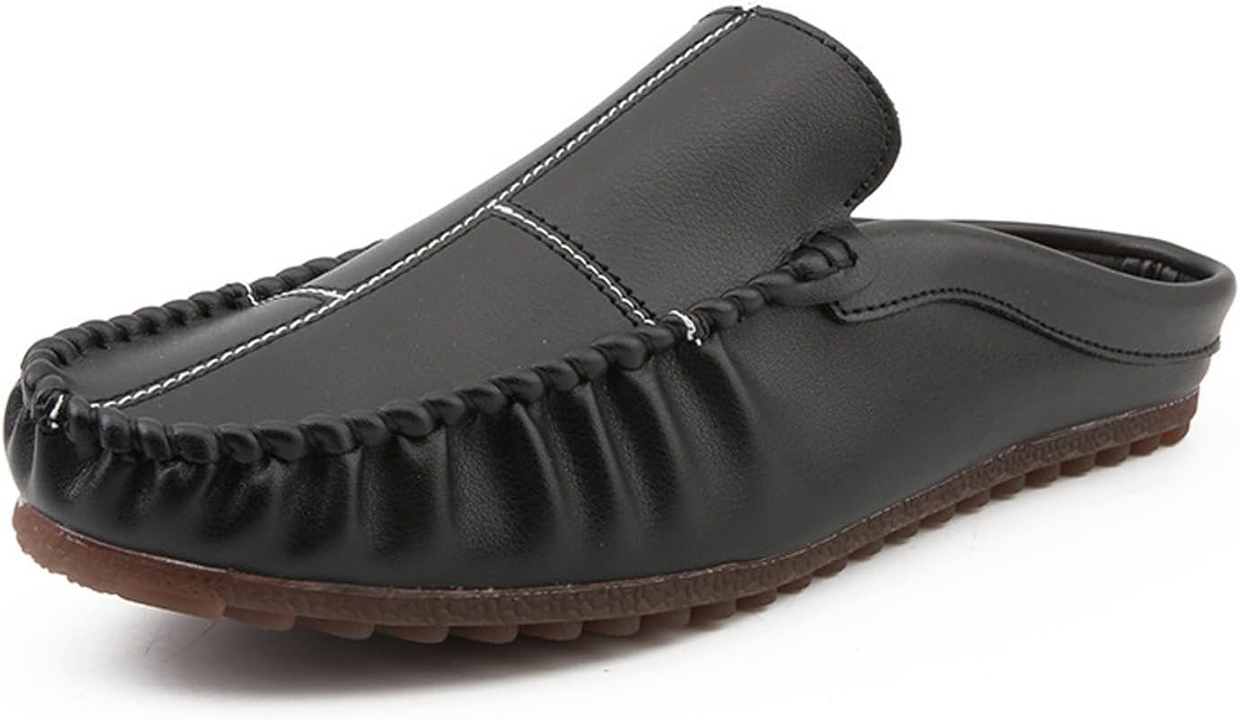 

Мужские кожаные сабо KCTRFSJ с закрытым носком, летние модные повседневные шлепанцы без задника, удобные легкие мокасины, полуботинки на каждый день, черный