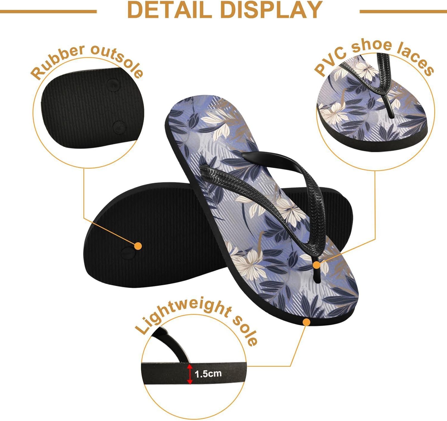 Шлепанцы SPRIPORT Watercolor Colorful Leaves Blue Slim Flip Flops для женщин и мужчин, удобные повседневные шлепанцы-вьетнамки с нескользящей резиновой подошвой, для прогулок на свежем воздухе, пляжа и лета, Multicoloured — фото 2