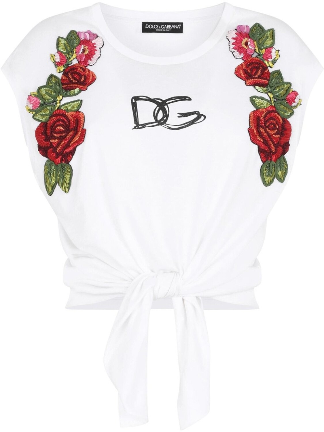 

Dolce & Gabbana укороченный топ с цветочной аппликацией, белый