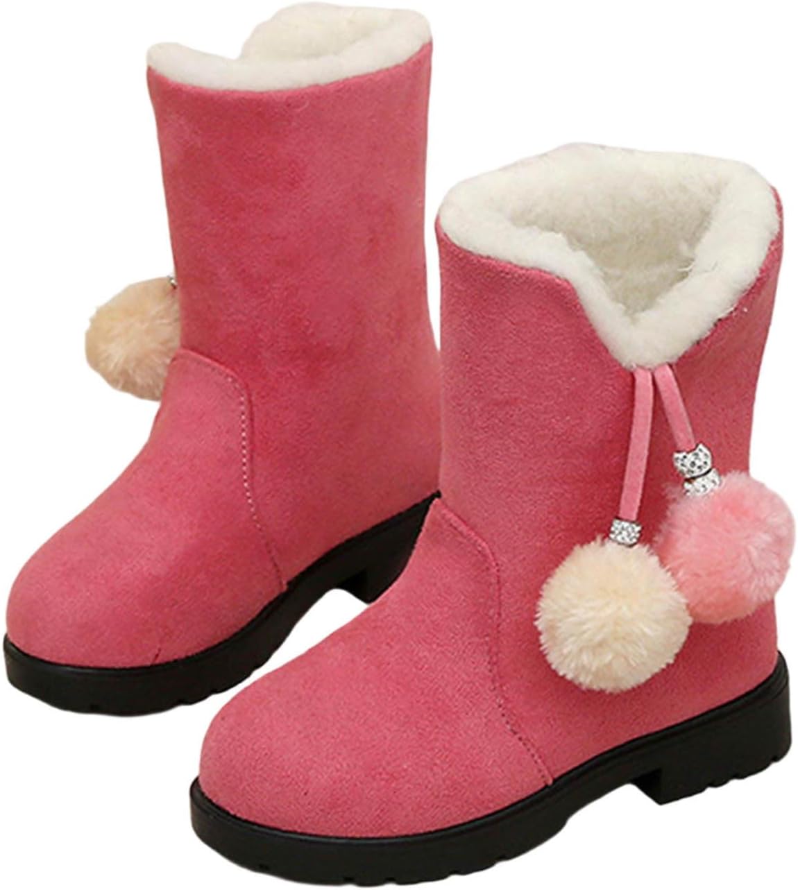 

Девочкам милые зимние ботинки на снег с меховой подкладкой, теплые, толстые, средней длины, модные термоботинки до щиколотки Generic, Pink