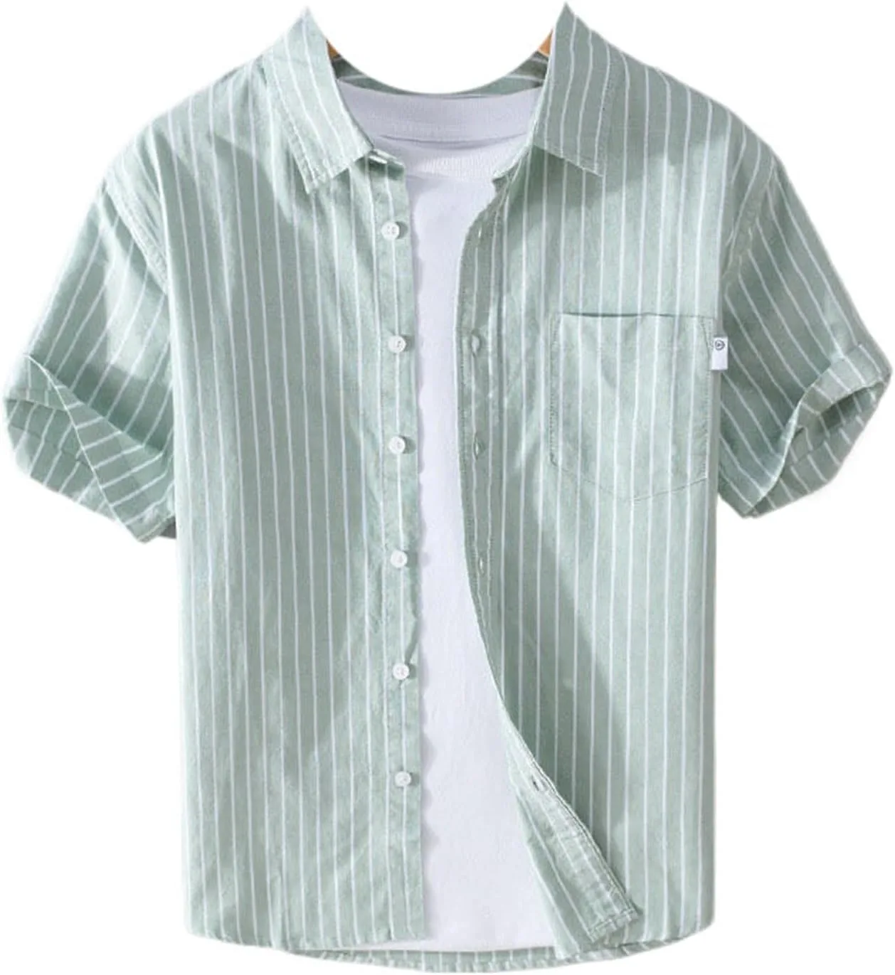 

Мужская полосатая рубашка с коротким рукавом, Casual Loose Fit CQJFLQC
