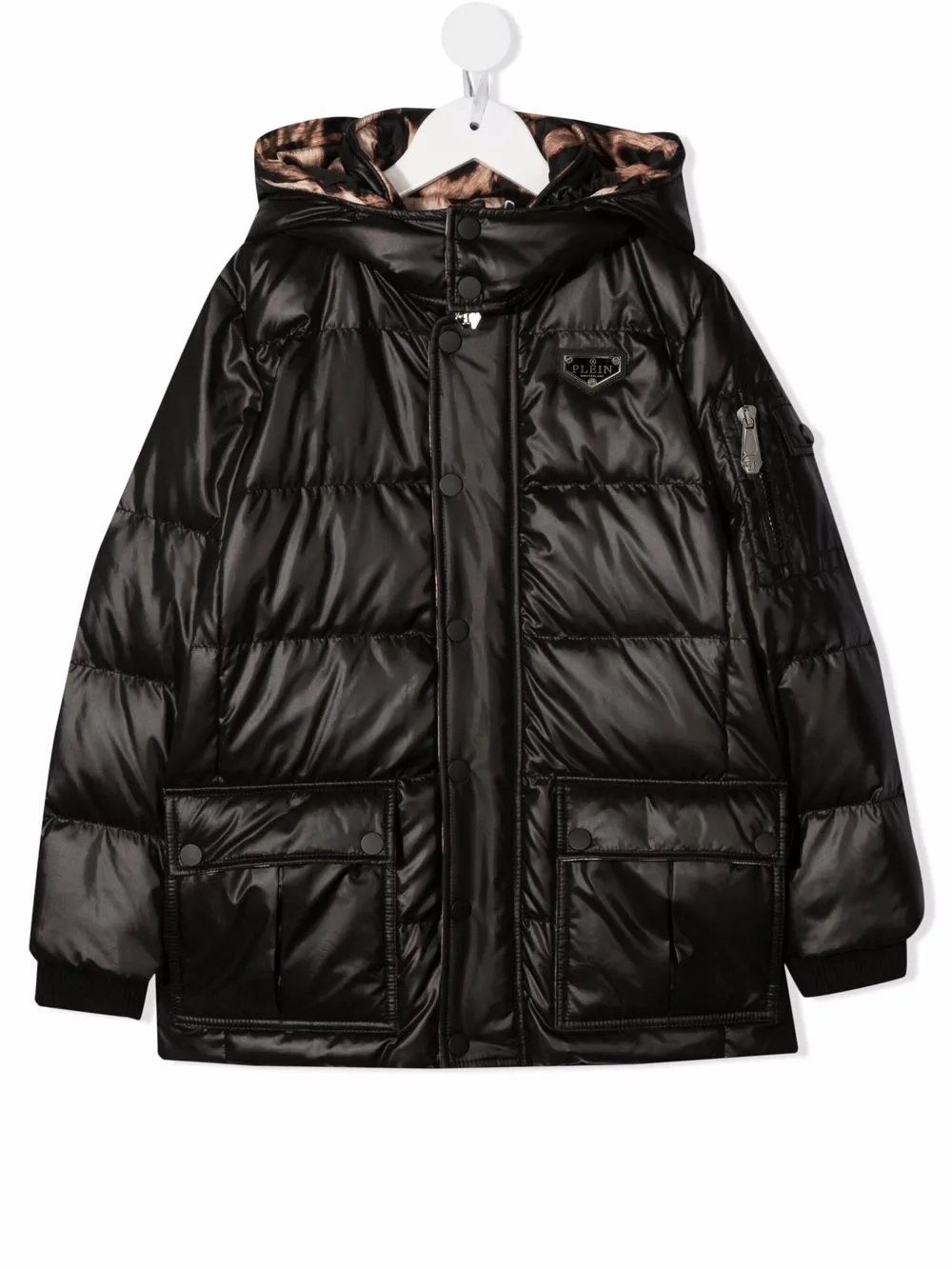 

Пуховик с капюшоном Philipp Plein Junior, черный