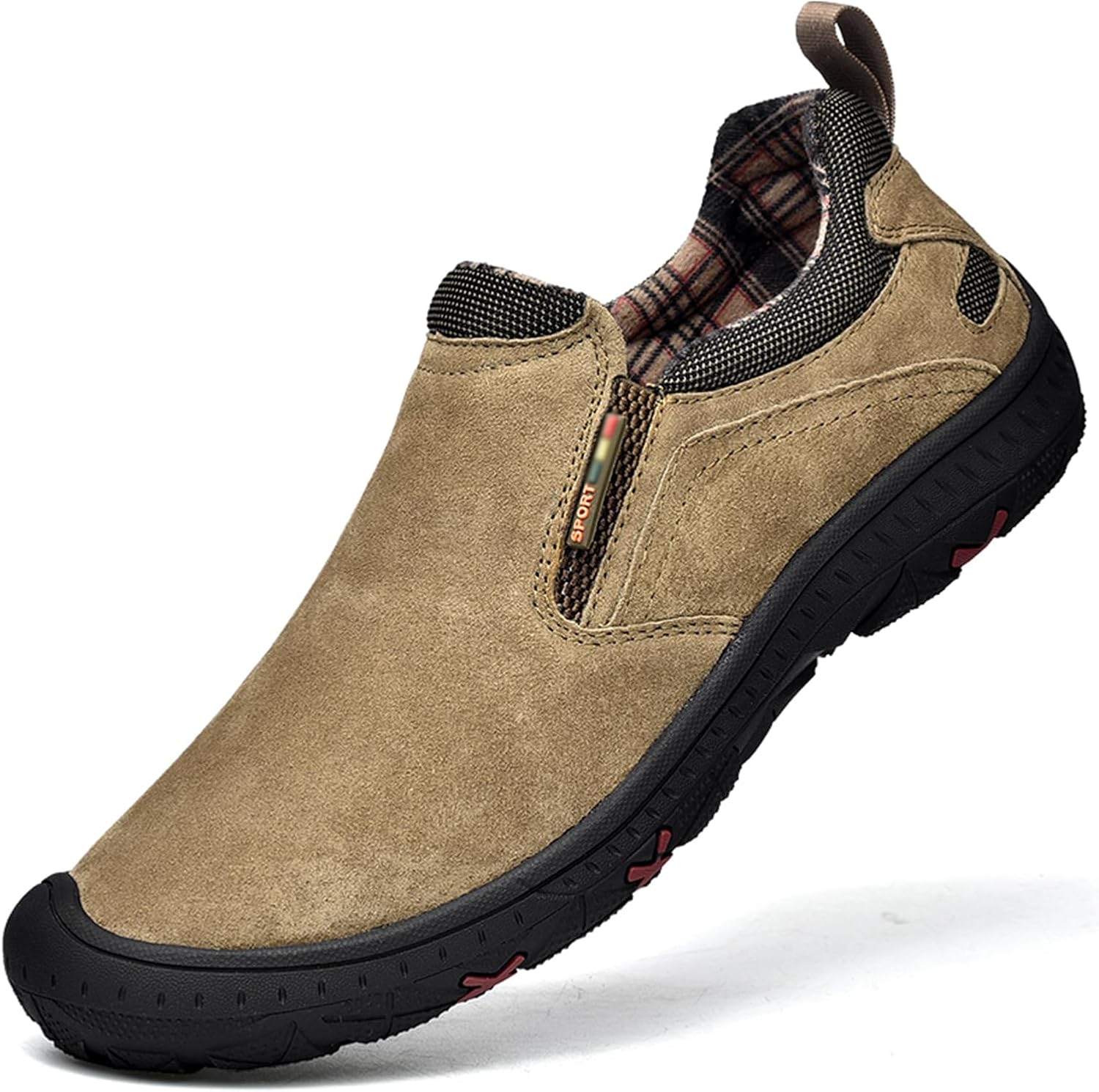 

Мужские кожаные водонепроницаемые слипоны для походов Lossarye, удобные, с защитой от ударов, с круглым носком, повседневные прогулочные туфли, противоскользящие кроссовки, хаки